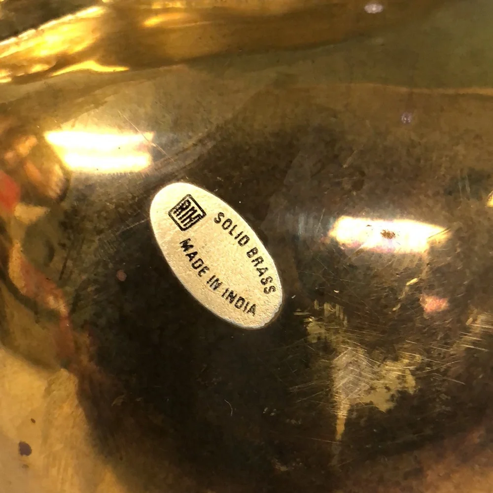 Large Heavy gold Brass Leaf Shell‎ sectioned Tray bowl Made In India 12” x 11”
